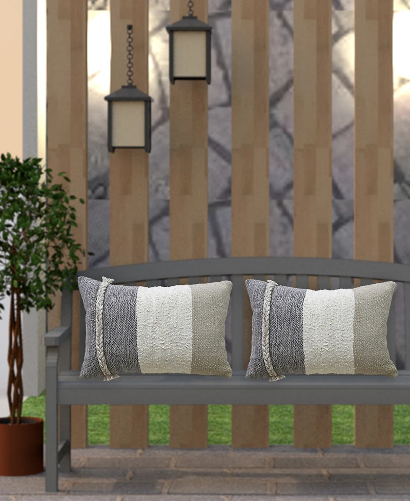 Vibhsa Linden Street Handloom Woven Wooden Textured Decorative Pillow, 14'' x 20''