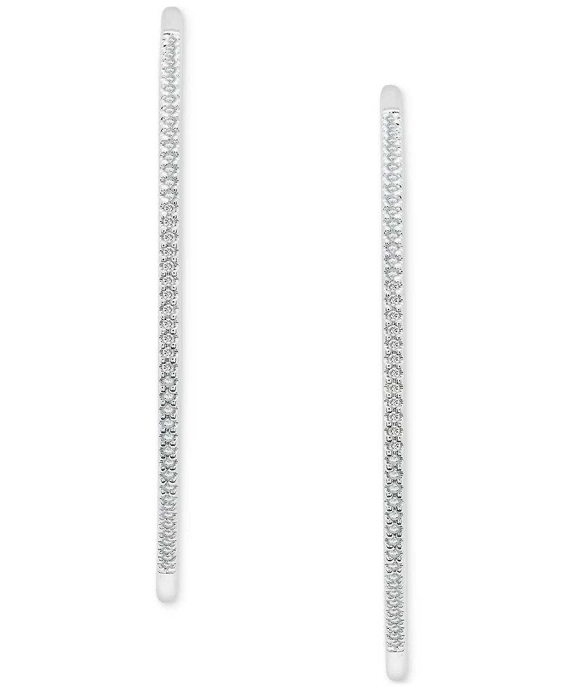 Wrapped Diamond & Out Medium Hoop Earrings (1/2 ct. t.w.) Sterling Silver or 14k Gold-Plated Silver, Created for Macy's