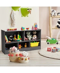 Kids 2-Shelf Bookcase 5-Cube Wood Toy Storage Cabinet Organizer