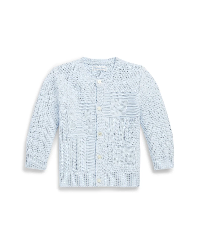 Polo Ralph Lauren Baby Boys or Girls Contrast-Knit Cotton Long Sleeves Cardigan