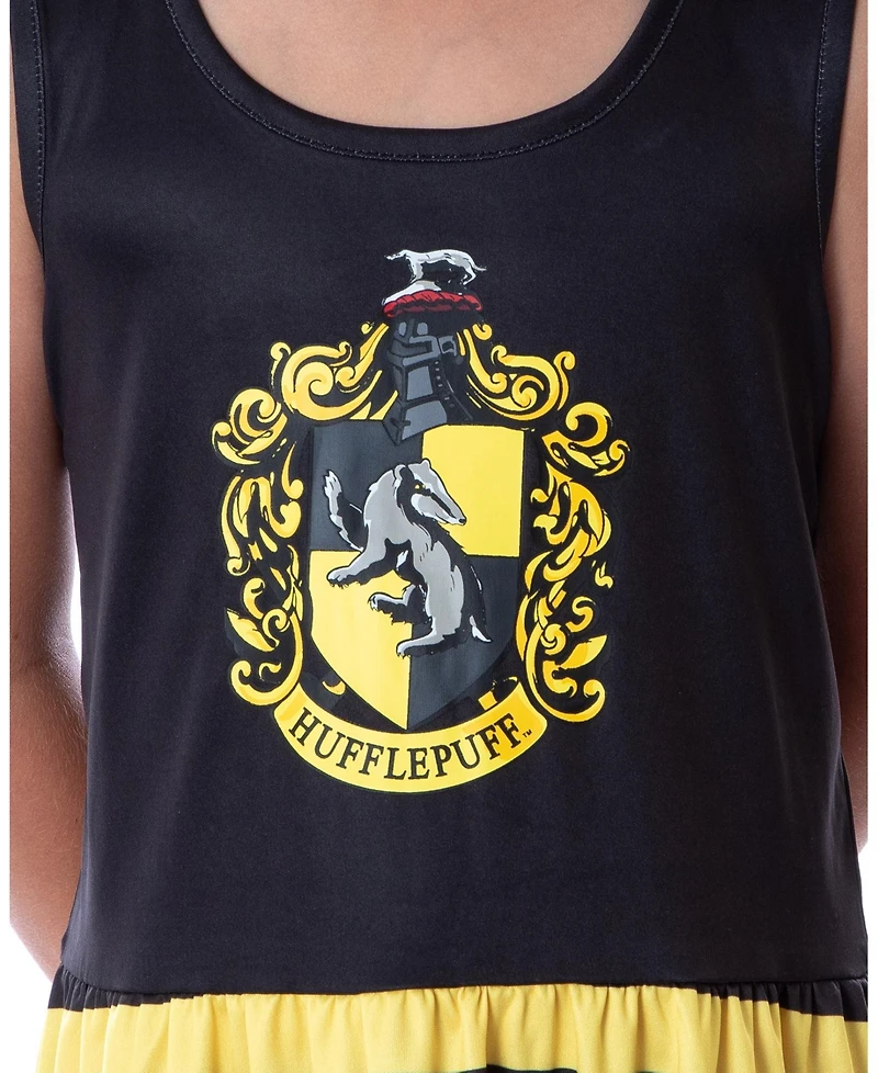 Harry Potter Big Girls Hogwarts House Crest 1PC Sleeveless Stripe Nightgown Pajama