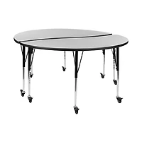 Emma+Oliver 2 Piece Mobile 60" Circle Collaborative Adjustable Activity Table Set