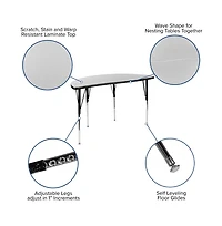 Emma+Oliver 2 Piece 47.5" Circle Wave Collaborative Adjustable Activity Table Set