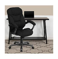Emma+Oliver High Back Executive Ergonomic Office Chair With Silver Nylon Base And Arms