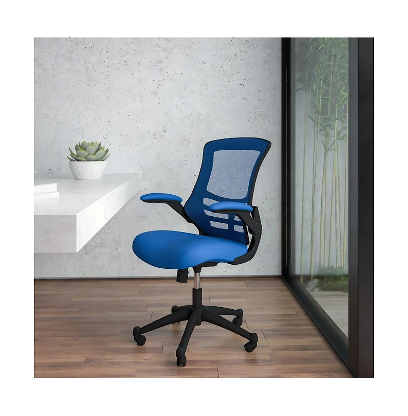 Emma+Oliver Mid-Back Mesh Swivel Ergonomic Task Office Chair With Flip-Up Arms
