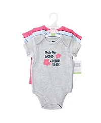 Hudson Baby Girls Comfortable All-Cotton Bodysuit 3Pk