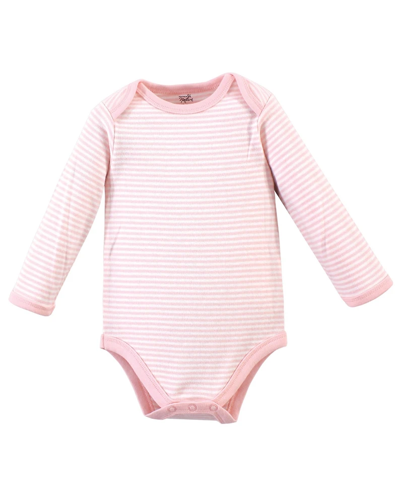 Touched by Nature Baby Girls Soft Natural Cotton Long-Sleeve One-Piece Essentials
