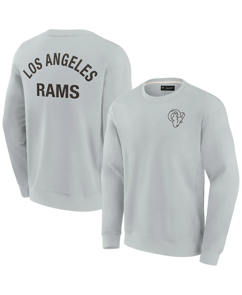 Men's and Women's Fanatics Signature Gray Los Angeles Rams Super Soft Pullover Crew Sweatshirt