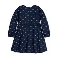Hope & Henry Toddler Girls Long Sleeve Ruffle Waist Dress
