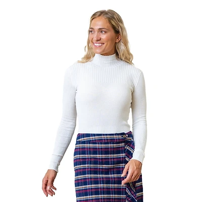 Hope & Henry Women's Long Sleeve Mock Neck Rib Knit Sweater