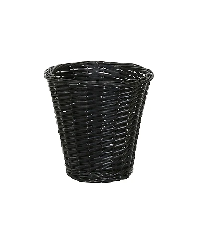Household Essentials Wicker Waste Basket, Willow Weave Painted Black