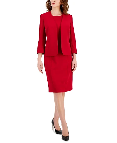 Kasper Women's Stretch Crepe Open-Front Roll-Sleeve Jacket, Regular & Petite