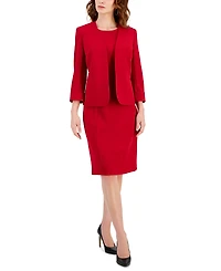 Kasper Women's Stretch Crepe Open-Front Roll-Sleeve Jacket, Regular & Petite
