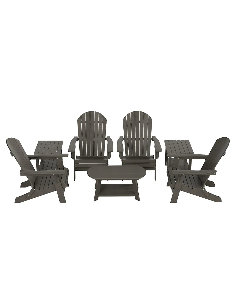 WestinTrends 7-Piece Outdoor Folding Adirondack Chair Conversation Set