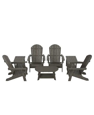 WestinTrends 7-Piece Outdoor Folding Adirondack Chair Conversation Set