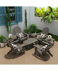 WestinTrends 7-Piece Outdoor Folding Adirondack Chair Conversation Set