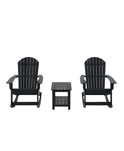 WestinTrends 3-Piece Outdoor Patio Adirondack Rocking Chair with Side Table Set