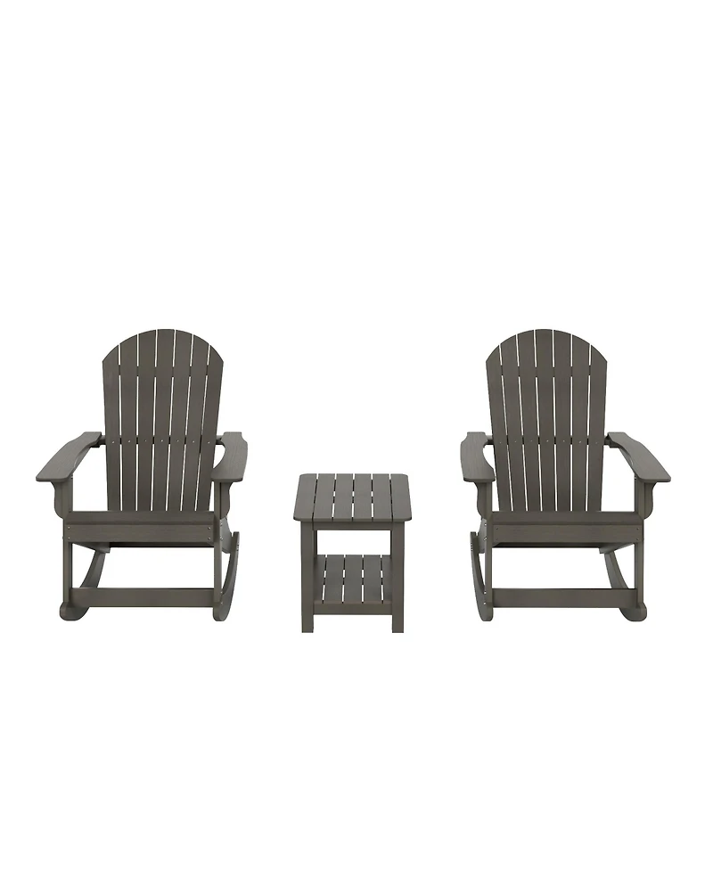 WestinTrends 3-Piece Outdoor Patio Adirondack Rocking Chair with Side Table Set