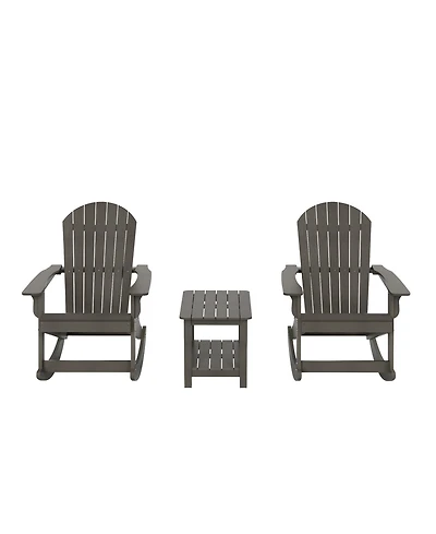 WestinTrends 3-Piece Outdoor Patio Adirondack Rocking Chair with Side Table Set