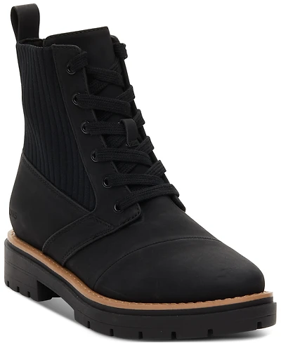 Toms Women's Ionie Lace-Up Lug Sole Combat Boots
