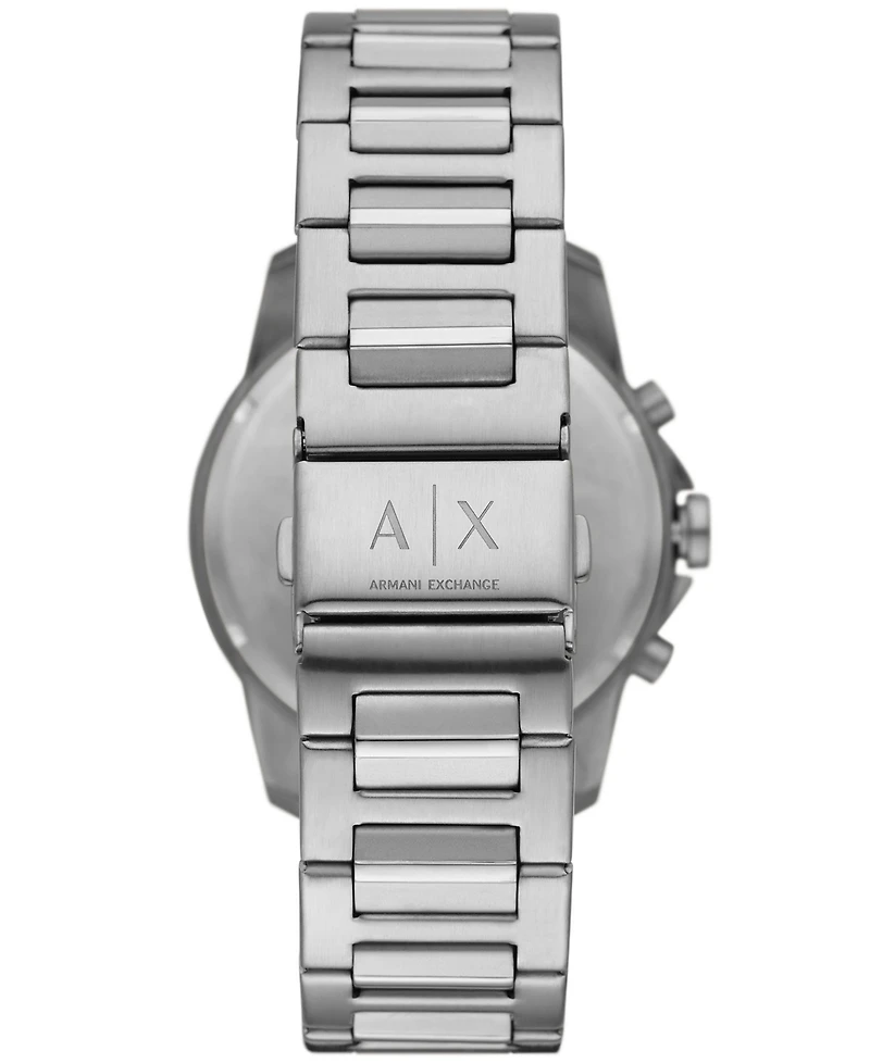 A|X Armani Exchange Men's Quartz Chronograph Silver-Tone Stainless Steel Watch 44mm