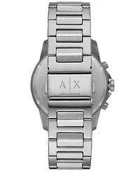 A|X Armani Exchange Men's Quartz Chronograph Silver-Tone Stainless Steel Watch 44mm