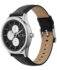 A|X Armani Exchange Men's Quartz Multifunction Black Leather Watch 42mm
