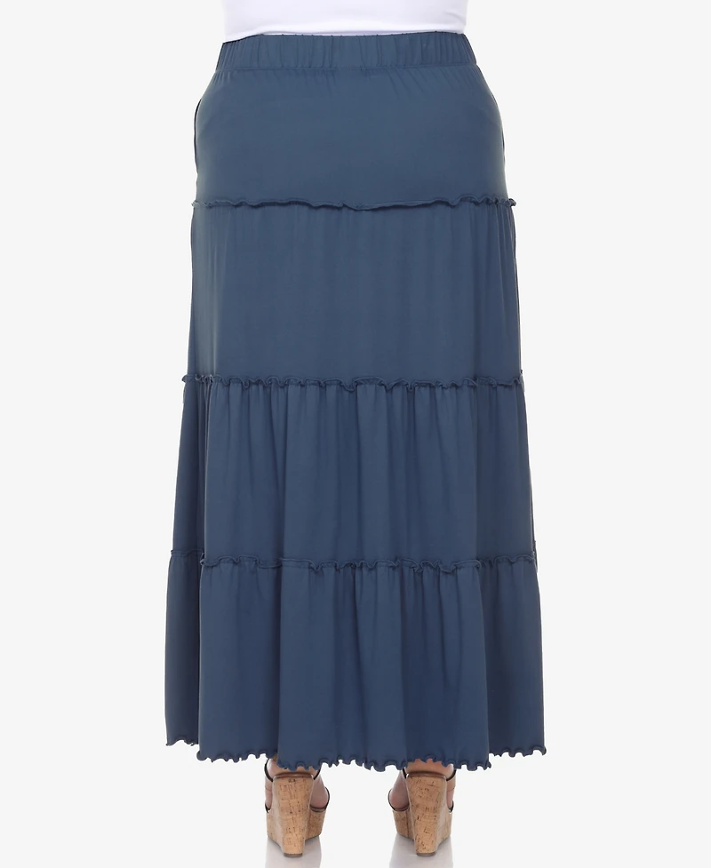 White Mark Plus Tiered Maxi Skirt