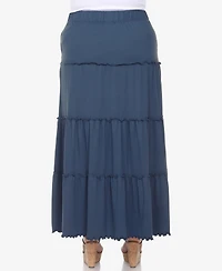 White Mark Plus Tiered Maxi Skirt