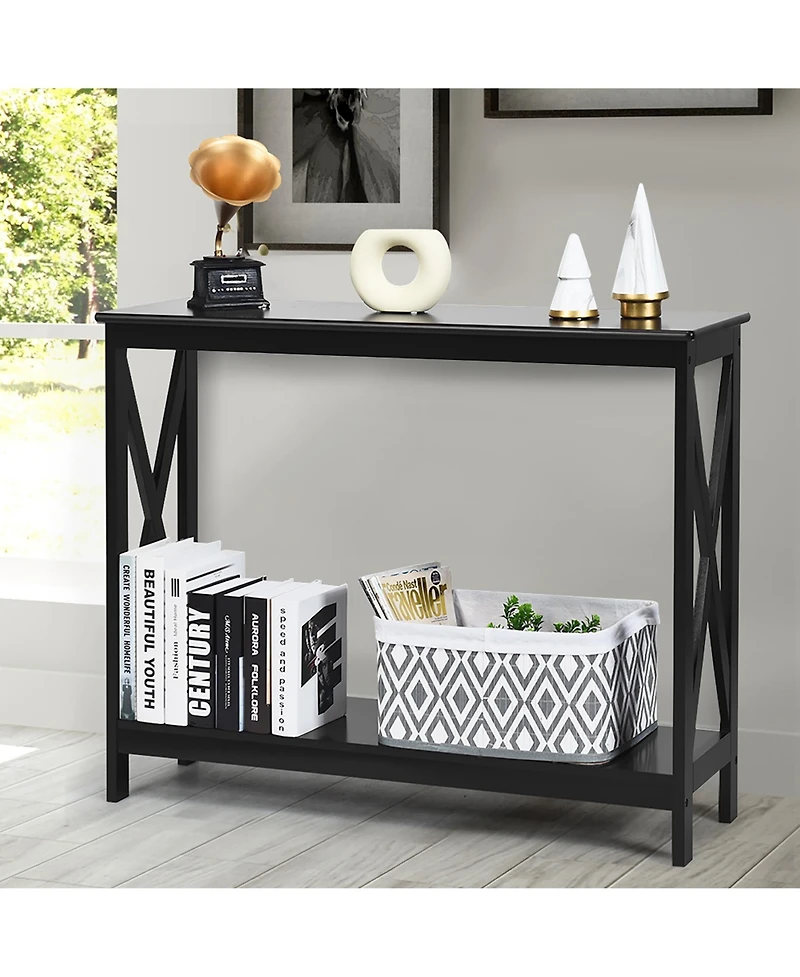 2-Tier Console Table x-Design Bookshelf Sofa Side Accent
