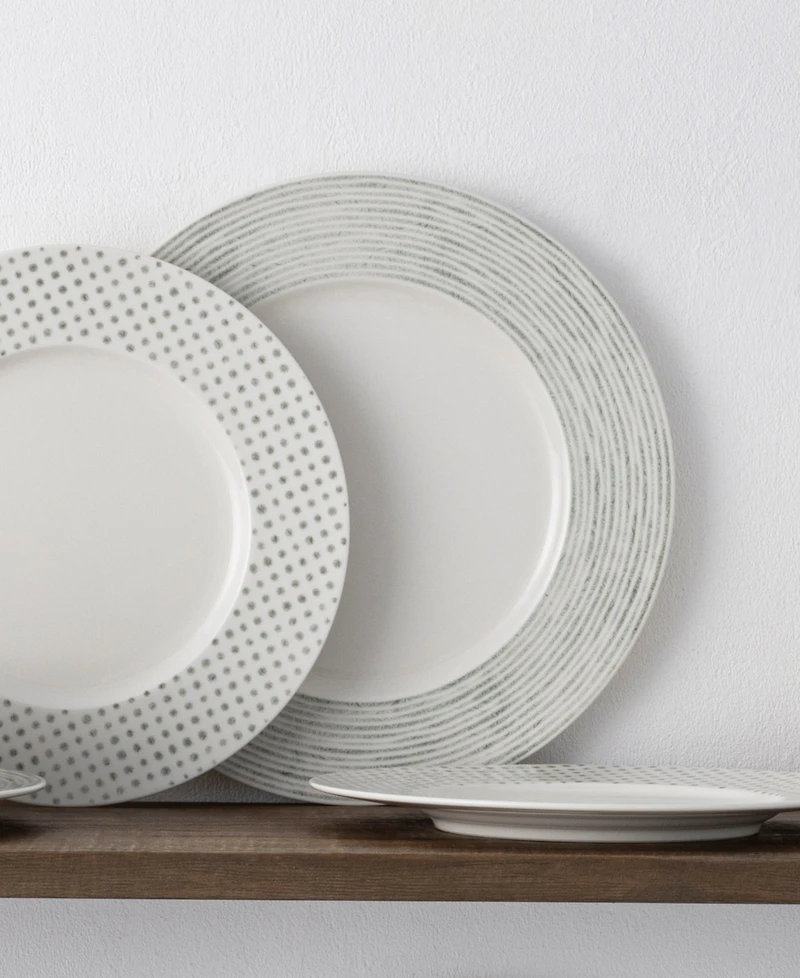 Noritake Hammock "Stripes" Rim Dinner Plates, Set of 4