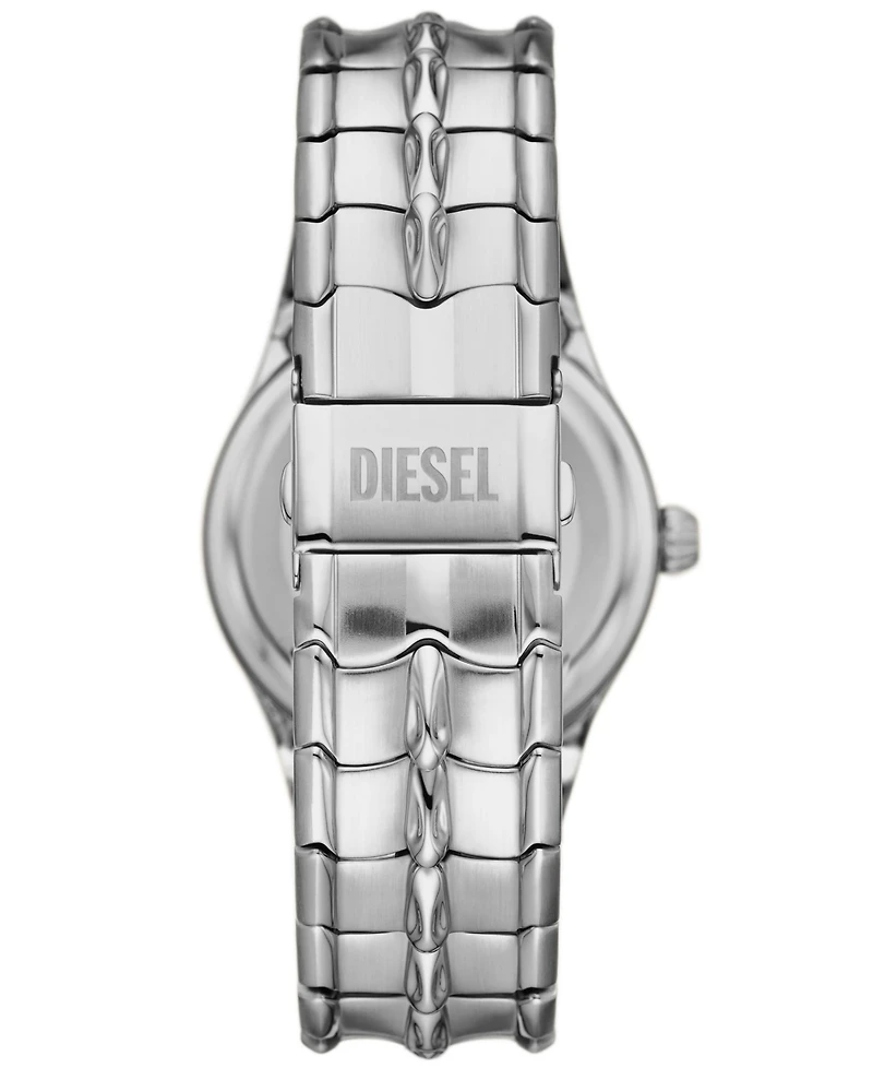 Diesel Men's Vert Quartz Three Hand Date Silver-Tone Stainless Steel Watch 44mm