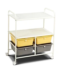 Rolling Storage Cart w/4 Drawers 2 Shelves Metal Rack Shelf Utility Organizer