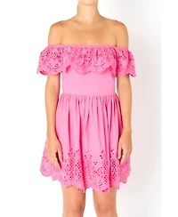 endless rose Women's Scalloped Off The Shoulder Mini Dress