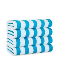 Cali Cabana Striped Beach Towels (4 Pack), 30x60 in., Color Options 100% Soft Cotton