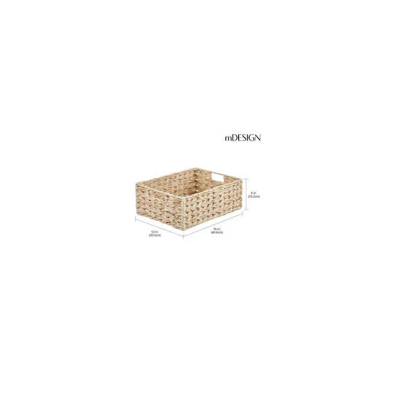 mDesign Woven Farmhouse Kitchen Pantry Storage Basket Box, Large - 6 Pack, Cream/Beige