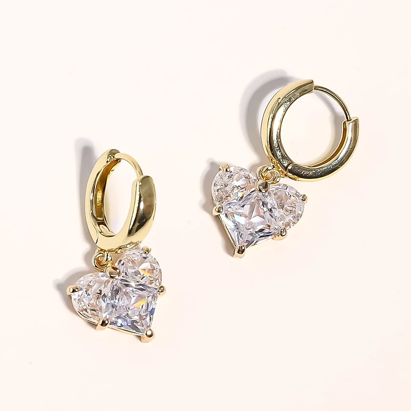 18 K Gold Plated Brass with Stunning Heart Earrings - Lola Heart Earrings For Women