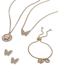 Dkny Gold-Tone Pave Butterfly Pendant Necklace, 16" + 3" extender