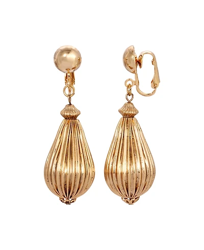 2028 Corrugated Teardrop Clip Earrings