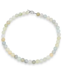 Bling Jewelry Plain Simple Very Light Aqua Multi Shades Natural Aquamarine Round 10MM Bead Strand Necklace Silver Plated Clasp