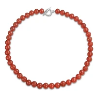 Bling Jewelry Plain Simple Smooth Classic Red Natural Carnelian Round 10MM Bead Strand Necklace Silver Plated Clasp