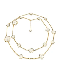 Bling Jewelry Fashion Off White Black Pink Enamel Large Small Flower Long Silver Tone Gold Plated Rose Station Chain Wrap Layer Clover Nec
