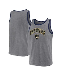 Men's Fanatics Heather Gray Milwaukee Brewers Primary Tank Top