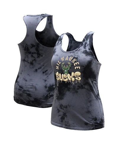 Women's Stadium Essentials Charcoal Milwaukee Bucks Street Art Dark Crystal Washed Tank Top
