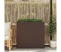 Garden Raised Bed with 4 Pots Poly Rattan Brown