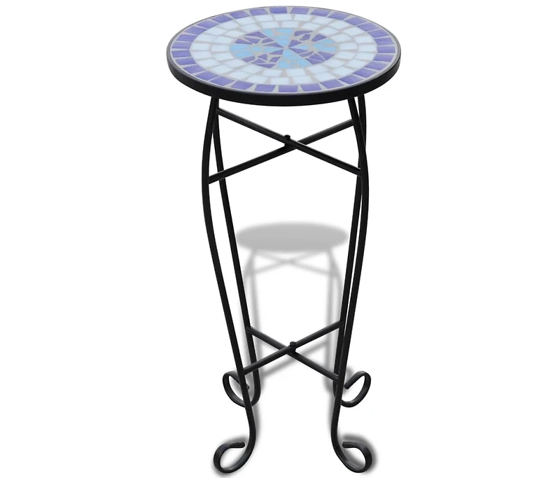Mosaic Side Table Plant Table Blue White