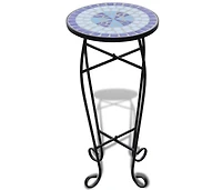Mosaic Side Table Plant Table Blue White