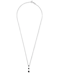 2-Pc. Set Onyx Triple Stone Pendant Necklace & Matching Drop Earrings in Sterling Silver