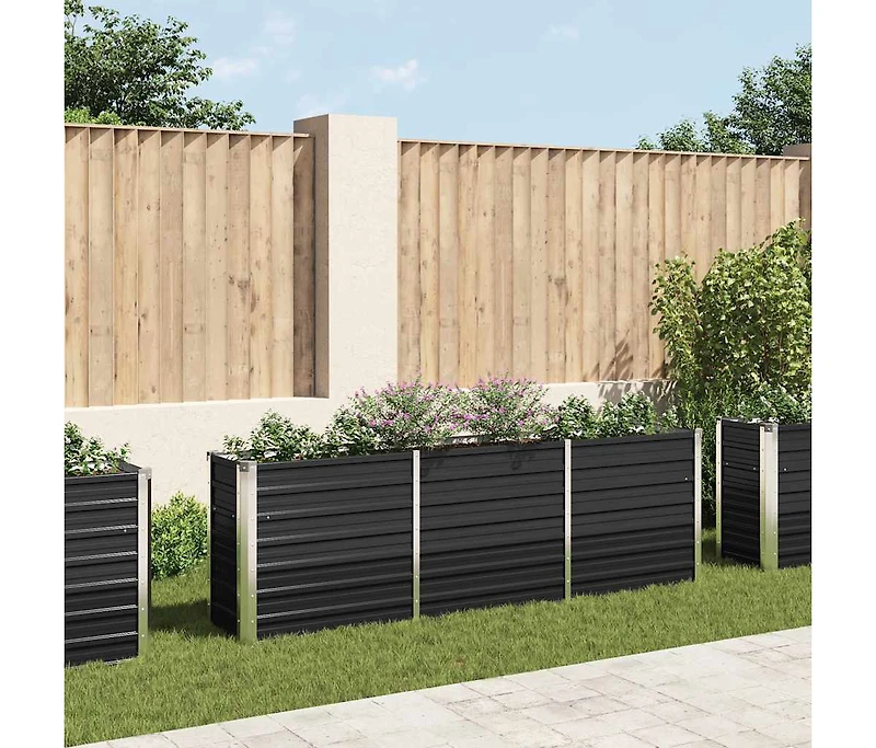 Garden Raised Bed Galvanized Steel 94.5"x15.7"x30.3" Anthracite