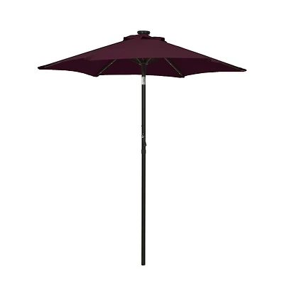 Garden Parasol with Led Lights Bordeaux Red 78.7"x83.1" Aluminum